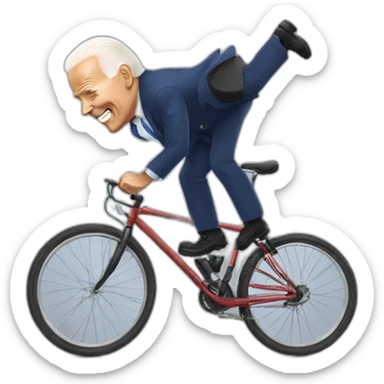 Joe Biden falling with his bicycle sticker