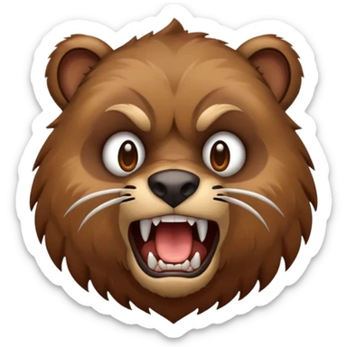dropbear emoji, snarling, sharp teeth, lunging forward sticker