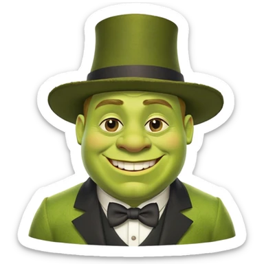 Shrek with a monocle and a mafioso hat sticker