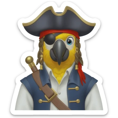 pirate and parrot sticker