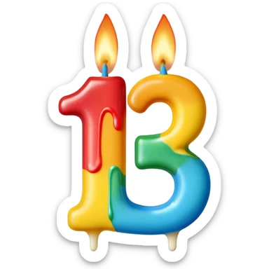 Birthday candles with the shape of the number 15 sticker