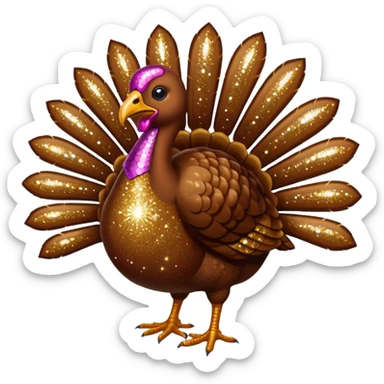 Brown glitter turkey sticker