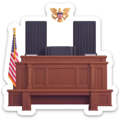 Courtroom with judge bench sticker