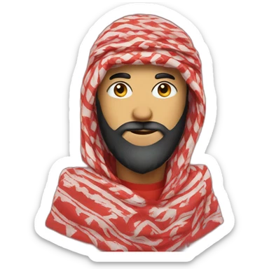 red Keffiyeh with a beard sticker