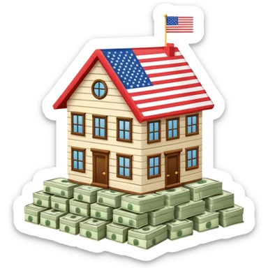 usa flag money house sticker