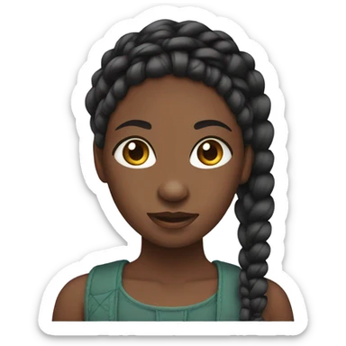 black girl with knotless braids  sticker