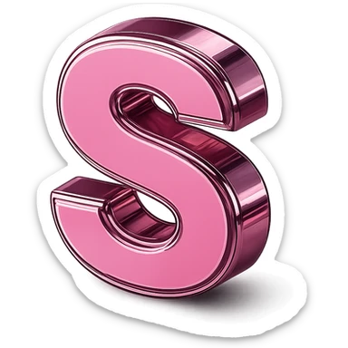 pink sticker, chrome style, metallic shine sticker