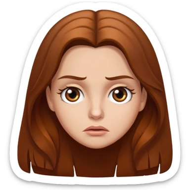 Eyes rolling Tammy with long brown hair. She is rolling her brown eyes because she is annoyed.  sticker