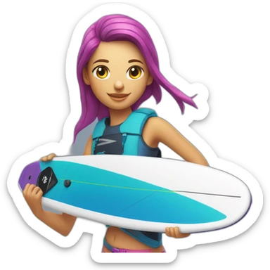 Kiteboard Girl with duotone kite and twintip board sticker
