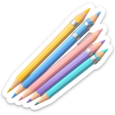LAPIS , CANETA E REGUA EM TONS PASTEL ESCOLA sticker