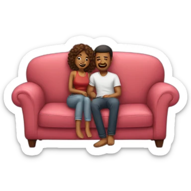 Lovers on a couch  sticker
