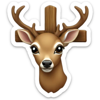 christian deer crucifix sticker