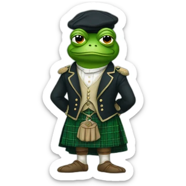 Pepe the frog wearing Scottish kilt sticker