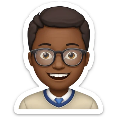 crooked teeth black emoji with glasses on  sticker