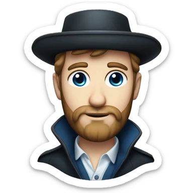 young white blue-eyed bearded man in a Sherlock's hat sticker