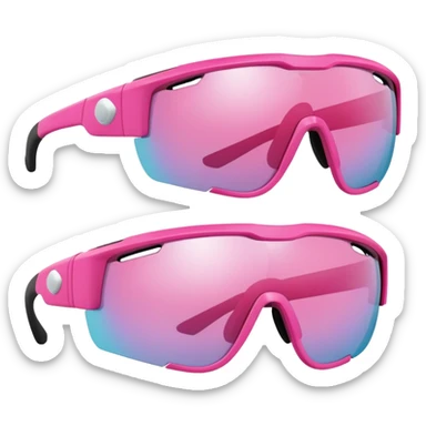 chunky pink sport sunglasses with protective visor lens, substantial build sticker