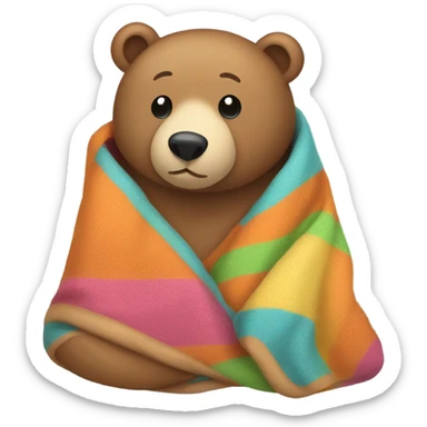 bear cozy in blanket sticker