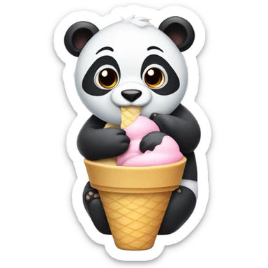 Panda eating ice cream sticker