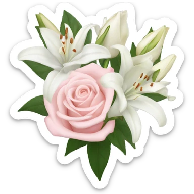 bouquet of light pink roses and white lilys sticker