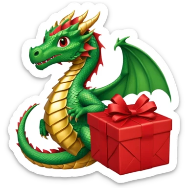 a dragon is holding a gift sticker