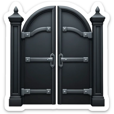 iOS emoji, minimal dark gate, sealed door, flat design sticker