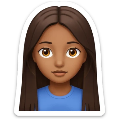 girl with straight long hair and brown eyes, brown skin sticker
