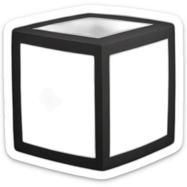 White Outline of a cube with a black background sticker