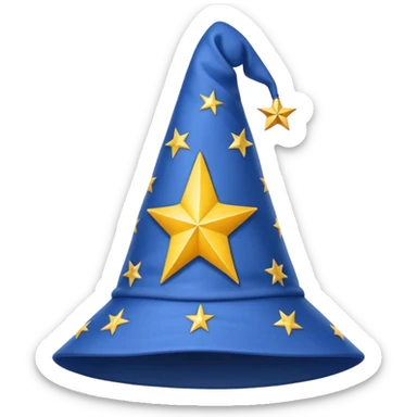 blue wizard hat with star-yellow pattern sticker