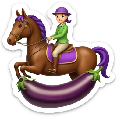 horse riding a eggplant  sticker