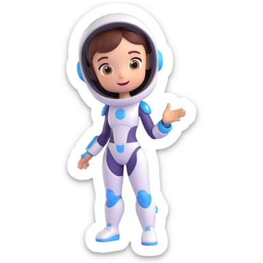 character inspired by the person in the reference image, futuristic 2025 theme, friendly expression sticker