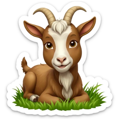 goat in the process of eating grass sticker