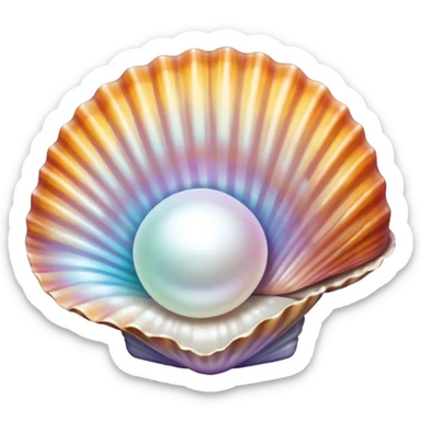 opened sea shell pearl inside sticker