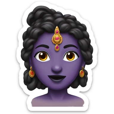 kali, Indian goddess, tongue out, black skin hair Purple  sticker