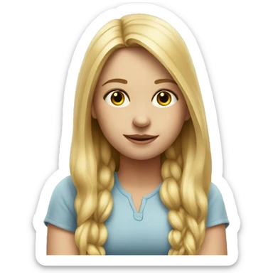 realistic portrait of blond girl sitting sticker