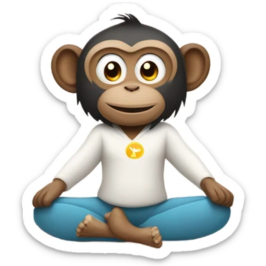 Monkey doing the downward dog yoga pose with a cheeky smile sticker