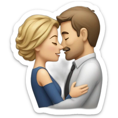 A man hugging his wife and kissing her lips sticker