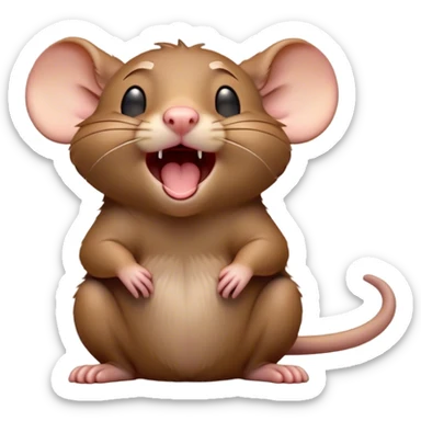 Cinematic Cute Yawning Brown Rat Portrait Emoji, Head tilted slightly with a dramatic, wide-open yawn, showcasing a soft, sleek brown coat with tiny drooping ears and half-closed eyes in drowsy contentment, Simplified yet irresistibly adorable features, highly detailed, glowing with a soft, cozy glow, high shine, relaxed yet expressive, stylized with a dash of urban charm, soft glowing outline, capturing the essence of a sleepy yet affectionate rat that seems ready to stretch out for a nap! sticker