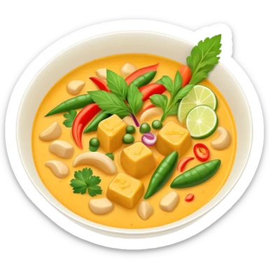 a bowl of thai yellow curry, ultra realistic sticker