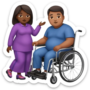 indian guy pushing fat girl in wheelchair  sticker