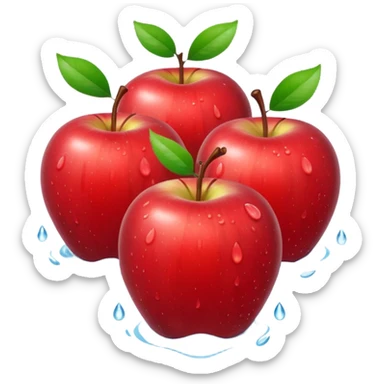 3 bi red apples with water drops on them sticker