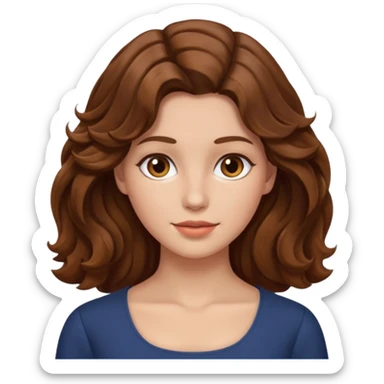 brown wavy hair woman, only face, no neck or torso showing sticker