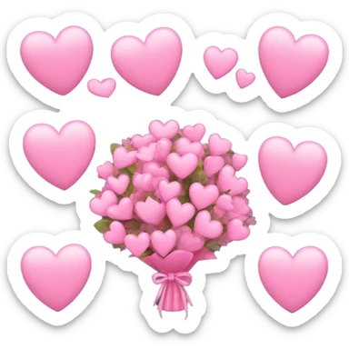 Bouquet of pink hearts with a bow sticker