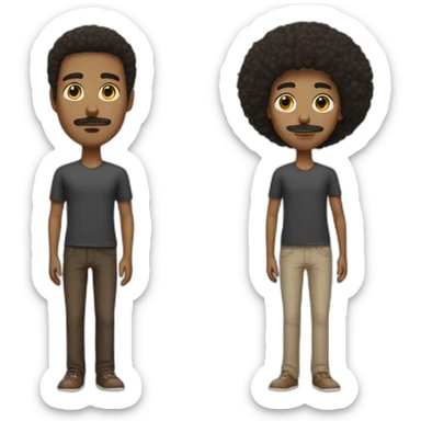 brunette short afro with mustache skinny tall guy sticker