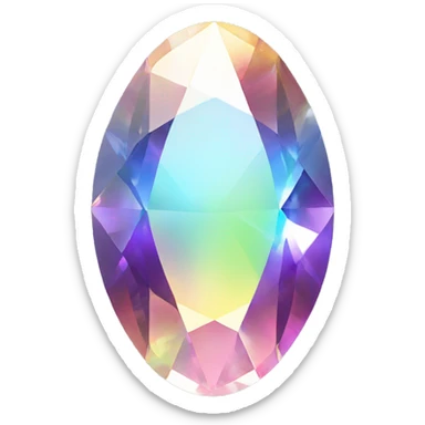 Oval gem with iridescent pastel rainbow prism multicolored gem sticker