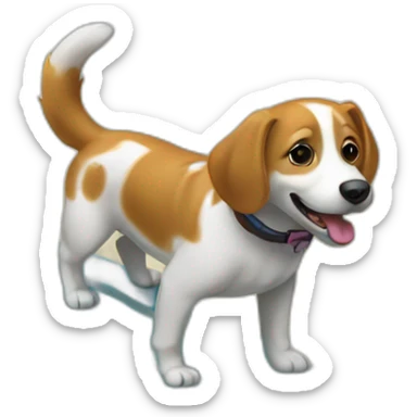 Chat sur un chien sur un surf sticker