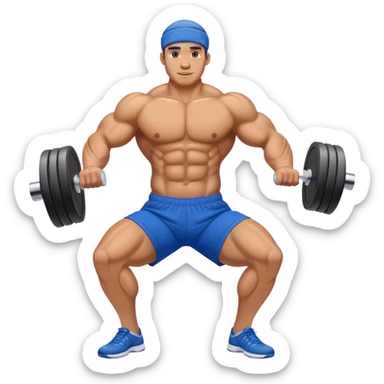buff guy blue shorts foam-rolling lats muscle sticker