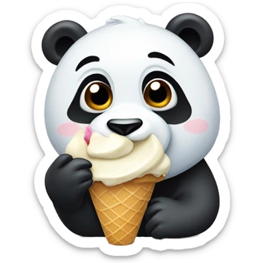 Panda eating ice cream sticker