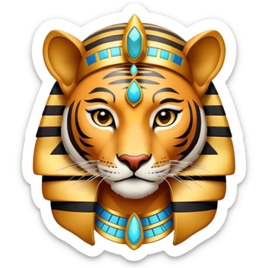 Tiger pharaoh with Egyptian headdress sticker