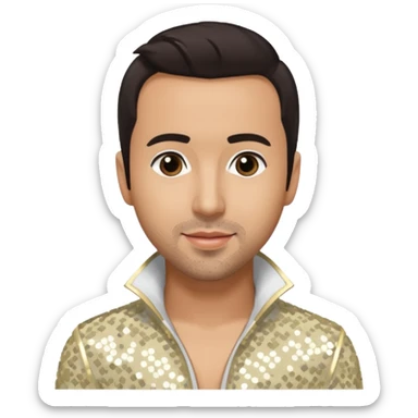 Howie Dorough from Backstreet Boys with dark brown hair, ivory sequin outfit sticker