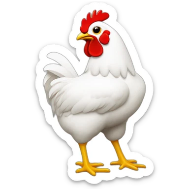 Pollo de color blanco con cresta roja y pico amarillo sticker